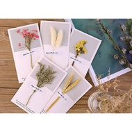 🇲🇾1pcs Dry Flower Greeting Messaging Card Wedding Birthday Fathers Day Mothers Day Wishing Real Flow