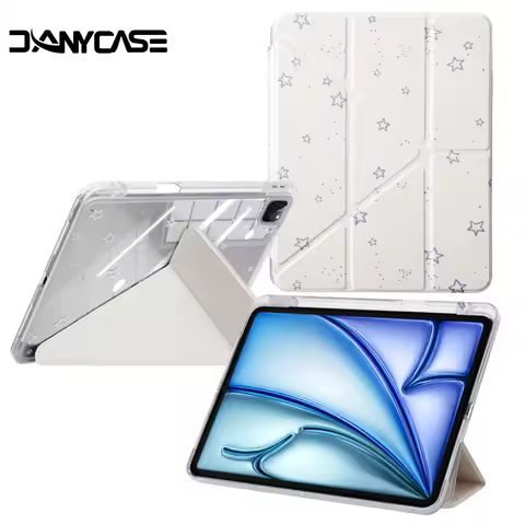 For iPad Case 3+Y-fold Track Clear Cover for IPad 11th A16 Pro Air 13 11 M3 M2 M4 2025 12.9 " 9 8 7 