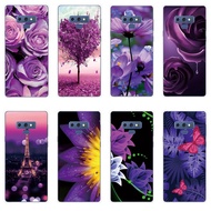 Samsung Galaxy Note 8 9 Note8 Note9 Phone Case Cover Purple Flower Romance Soft TPU Casing