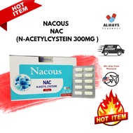 1 BOX NACOUS NAC (N-ACETYLCYSTEIN 300MG ) 12X10 CAPS - UBAT CAIR KAHAK