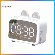 DRO_ Q8 Bluetooth-compatible 50 Wireless Multi-function Speaker LED Light Alarm Clock Mirror