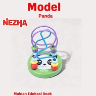 Mini Round Beads Mainan Alur Kawat Kecil Wire Maze Game Mainan Kayu Anak Mainan Sensorik Alat Hitung