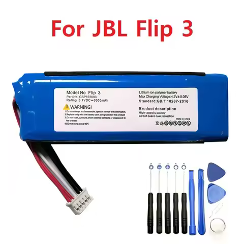 3000mAh For JBL Flip3 Flip 3 Battery GSP872693 P763098 03 Rechargeable Battery For JBL Wireless Blue