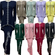 10268 Baju Kurung Fishtail SULAM Dan Kain bercorak KIPAS DEPAN  SIZE: 36-48