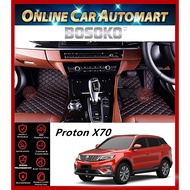 BOSOKO 5D CARPET For Proton X70  Car Floor Mat Carpet Full Set (Black + Red Lining)