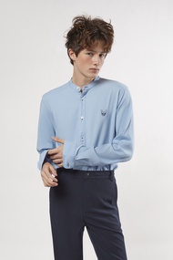 ESP เสื้อเชิ้ตเฟรนช์ชี่ผ้าลินิน ผู้ชาย สีน้ำเงินอ่อน | Frenchie Linen Shirt | 03749