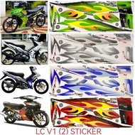 LC135 V1 BODY COVER STICKER STRIPE COVER SET LC V1 (2) API MERAH BIRU HITAM HIJAU