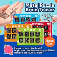 🇸🇬【8/9pcs Set】Metal Puzzle Brain Teaser IQ Test Game for Adult and Kids /Party Christmas Gift Goodie