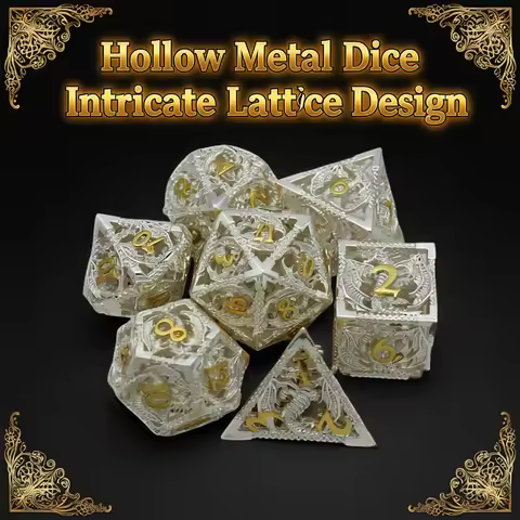 Flying Dragon Polyhedral Dice Set for Role Playing GamePathfinder, Hollow Metal Dice, D & D Dice, 7