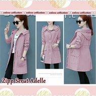 Coat Wanita Musim Dingin Korea Size XL Zip Serut Adelle - Abu-abu