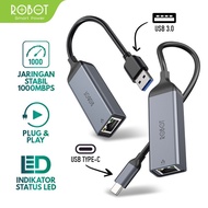 ROBOT Ethernet USB 3.0 EA20 / Type C EA20C to RJ45 LAN Adapter Plug and Play