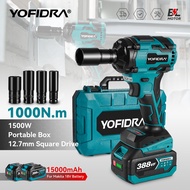 Yofidra Brushless  1000N.M Electric Impact Wrench 3 Funtion 1/2 inch Cordless Screwdriver Electric Drill for Makita 18V Battery