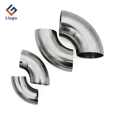 SS304 SS316 Sanitary 90° Weld Elbow, Mirror Polished Welded Pipe Elbow Fitting for Food Grade Sanita