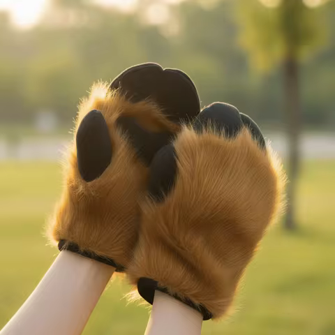 Cute Cartoon Cosplay Costume Gloves Fursuit Kigurumi Furry Plush Sheep's Hoof Gloves Thicken Warm Co