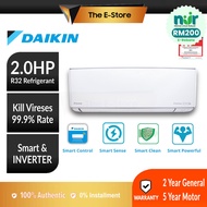 [NUR] (New) Daikin 2.0HP Smart WIFI R32 SMARTO Premium Inverter Air Conditioner | FTKH FTKH50B (5 St