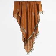 雙面柿子色手工刺繡/克什米爾手工披肩100% Pashmina羊絨