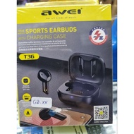 AWEI T36 BLUETOOTH  SPORTS  EARBUDS  WITH CHARGING  CABLE
