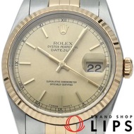 二手勞力士 Datejust 男士腕錶，Datejust 36 16233(W)，18K 黃金/顏色，香檳色，成色極佳