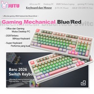 JUTU 98 Keys Mechanical Keyboard ARGB Backlit Hotswap Wired Blue Red Switch Gaming Keyboard