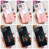 OPPO A93 Fashion Flower Initial Letter Case Oppo A93 4G CPH2121 CPH2123 Soft Silicone Clear TPU Phon