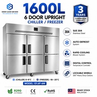 Snow Cloud 1600L 6 Door Upright Chiller Freeze|Commercial Stainless Steel Refrigerator|Auto Defrost|