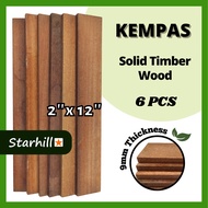 6 PCS Kempas 2"x12" Solid Timber Wood for Flooring Parquet Staircase Decking / Kayu Papan Kempas (9m
