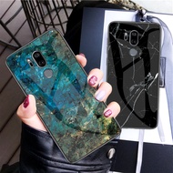 LG G7 ThinQ Fashion Marble Texture Tempered Glass Protective cover Hard Back Phone Case