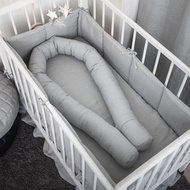 灰色橢圓形亞麻（麻）保險桿 - 嬰兒床保險桿 - 蛇形保險槓