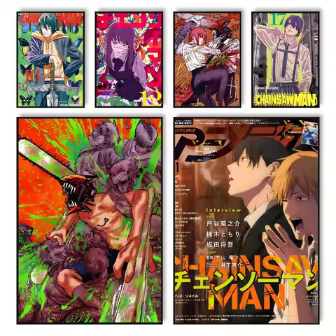 Chainsaw Man anime Poster HD posters Self adhesive waterproof ideal for living room bedroom bar deco