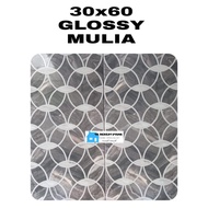 Keramik Dinding 30X60 Glossy Abu Hitam Putih Lingkaran Mandala