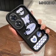 Casing Hp OPPO Reno 8 5G OPPO Reno 8T Case ponsel pola Kupu-kupu berbentuk hati yang indah Anti Drop hitam dan putih pelindung silikon Softcase Cases Kesing