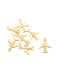 30入組金色顏色飛機吊墜旅行飛機飛機吊墜DIY手環項鍊珠寶製作17*15mm