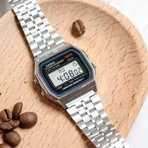 Casio A158WA-1D Digital Display Small Square Wristwatch Retro Classic Multifunctional Waterproof Spo