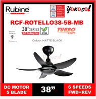 Rubine RCF-ROTELLO38-5B-MW | RCF-ROTELLO38-5B-MB Ceiling Fan 38 / DC Motor / Sleep Mode