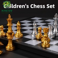 NAESV Magnetic Chess Set, Folding Plastic International Chess, Portable 25/32cm Chessboard Magnet Po