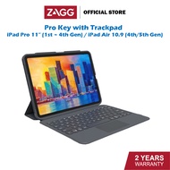 Zagg Pro Keys Bluetooth Keyboard with Trackpad for 11-inch iPad Pro / iPad Air | 2 Years Warranty