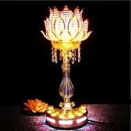 [Lotus Lamp in Front of Buddha] Buddha Lamp Led Colorful Lotus Lights Buddha Worshiping Lamp Buddha Lamp Crystal Lotus Lamp Lamp for Buddha Worship God of Wealth Lamp Pilot Lamp Plug-in Color Change 12-9