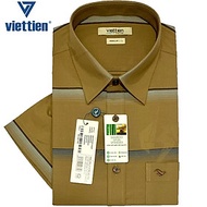 Viettien - Áo sơ mi nam ngắn tay xẻ tà vạt ngang Bamboo spun Regu