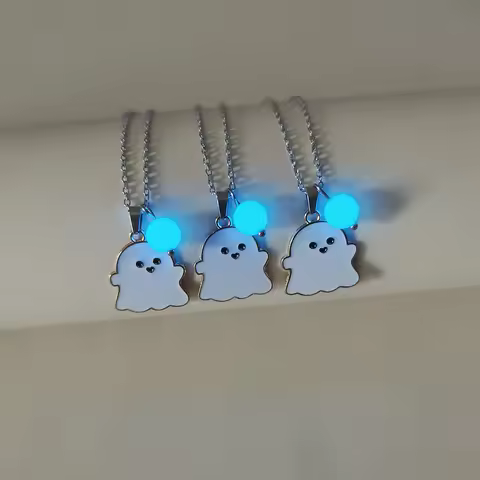 3-Pack Glowing Beads Necklace Set Cute Elf Sisters Design Fashionable Ladies Jewelry for Friendship