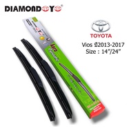 ที่ปัดน้ำฝน ใบปัดน้ำฝน  Toyota Vios 2013-2017 ไซส์14/24 ยี่ห้อ Diamond กล่องเขียว