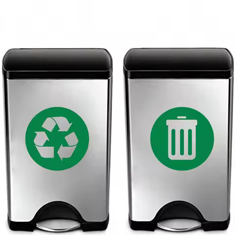 Recycle and Trash Sign Decal , Trash Can Vinyl Art Sticker Decoration , Recycle Bin Container Green 