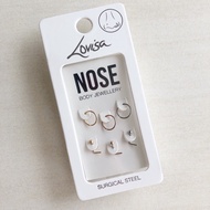 Lovisa Surgical Steel Body Jewelry Nose Piercing Nose Ring Set of 6 | Subang Hidung 鼻环