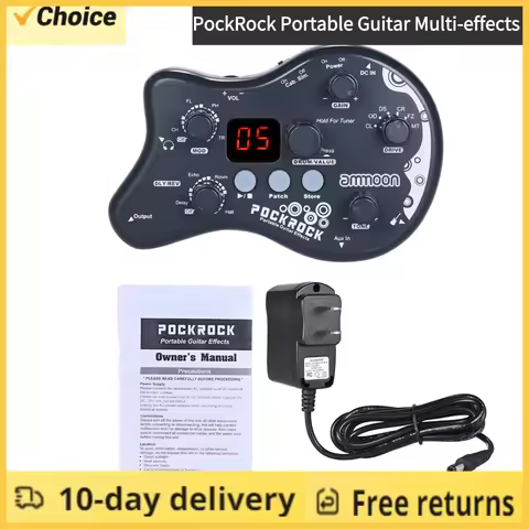 ammoon PockRock Portable Guitar Multi-effects Processor Effect Pedal 15 Effect Types 40 Drum Rhythms