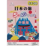 日本 5天 4G上網卡 $138 - 最後啟用日期 30/12/2024