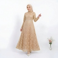 Gamis Brukat Lengan Panjang Tyundya Maxy Wanita Kekinian Terbaru CL
