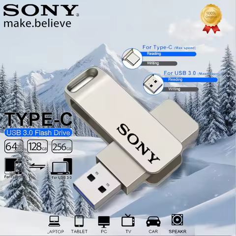 SONY 2TB High Speed Type-C Flash Drive 1TB Metal Pendrive USB PenDrive 512GB 256GB Portable Memoria 