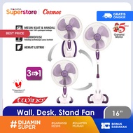 COSMOS 16SO33 Kipas Angin 3in1 Berdiri / Meja / Dinding 16inch - Ungu