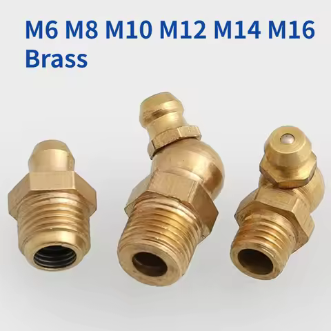 M6 M8 M10 M12 M14 M16 Brass Grease Zerk Nipple Copper Oil Mouth Thread Straight 45 90 Degree Univers