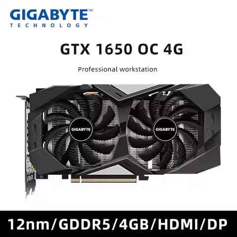 Gigabyte GeForce GTX 16 Series (GTX1660/GTX1650 OC) 4GB GDDR5 128-bit PCIe 3.0 Graphics Card GV-N165
