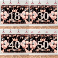 18/30/40/50th  Rose Gold Happy Birthday Backdrop Happy Birthday Banner 18th Birthday Banner Birthday